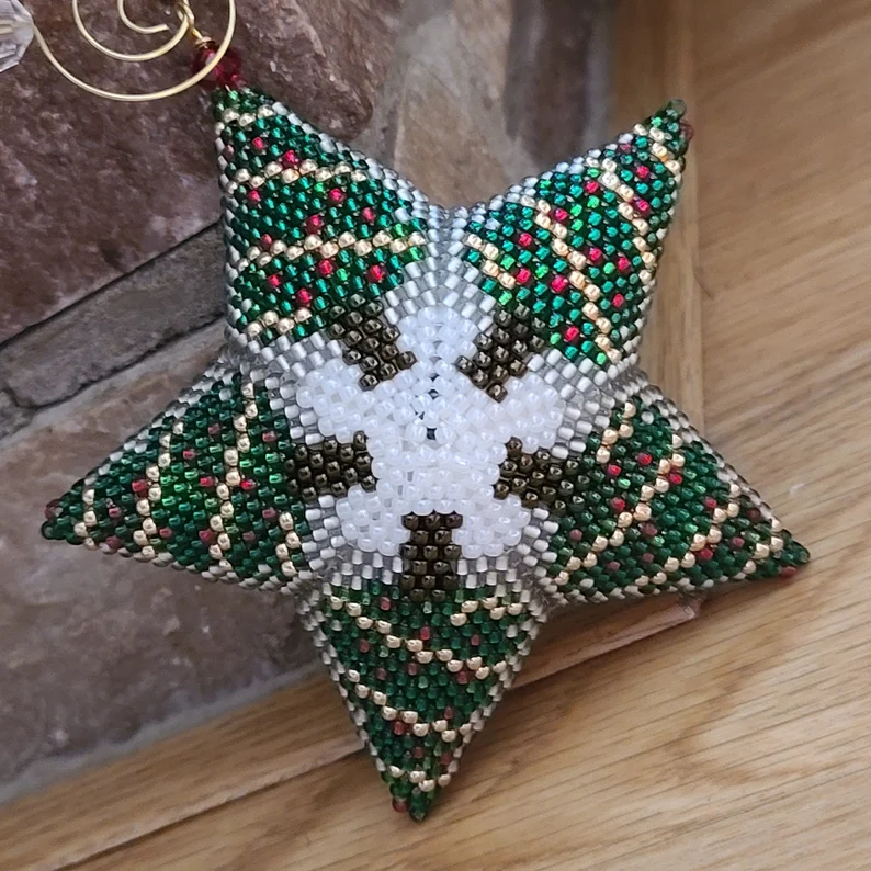 Handmade Beaded Star, Miyuki Glass Beading Star Ornament